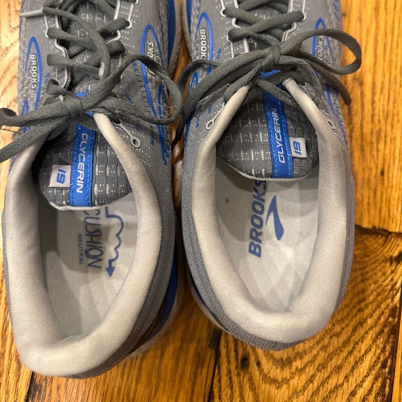 BROOKS MENS GLYCERIN 19 GRAY AND BLUE ATHLETIC SHOES SIZE 13 - Picture 3 of 8
